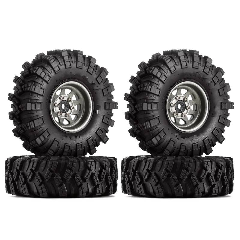 JVRWSC RC Autoreifen Felge Kompatibel Mit Axial Für SCX24 Für Enduro24 1,0 Beadlock Rad Schlamm Reifen Set Deep Dish Negative Offset 3,78mm Für RC Crawler Auto(Color3) von JVRWSC