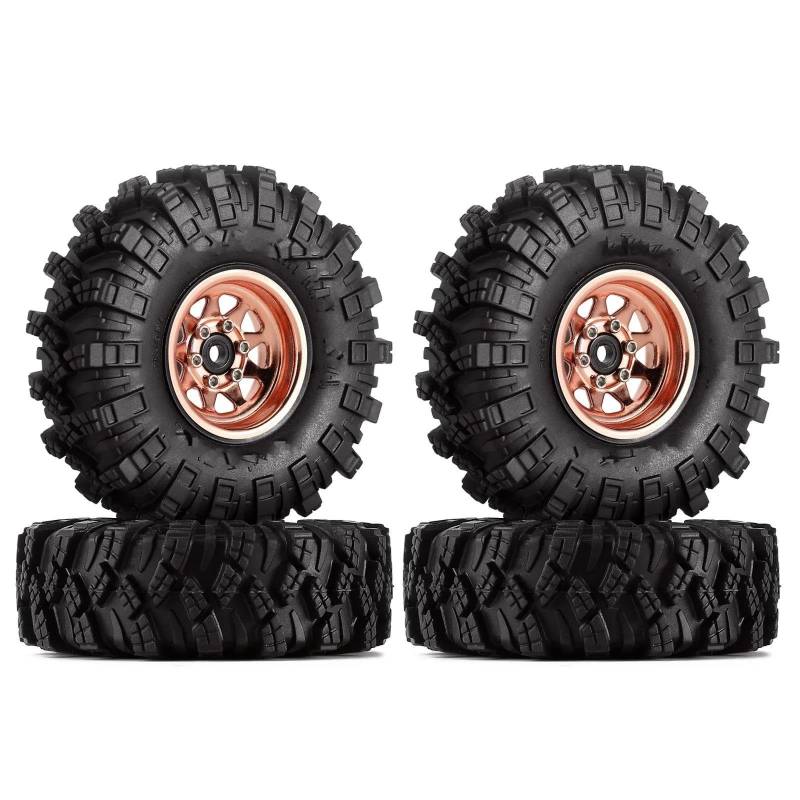JVRWSC RC Autoreifen Felge Kompatibel Mit Axial Für SCX24 Für Enduro24 1,0 Beadlock Rad Schlamm Reifen Set Deep Dish Negative Offset 3,78mm Für RC Crawler Auto(Color5) von JVRWSC