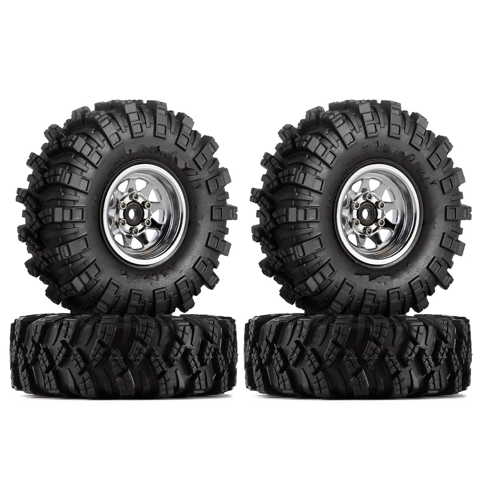JVRWSC RC Autoreifen Felge Kompatibel Mit Axial Für SCX24 Für Enduro24 1,0 Beadlock Rad Schlamm Reifen Set Deep Dish Negative Offset 3,78mm Für RC Crawler Auto(Color6) von JVRWSC