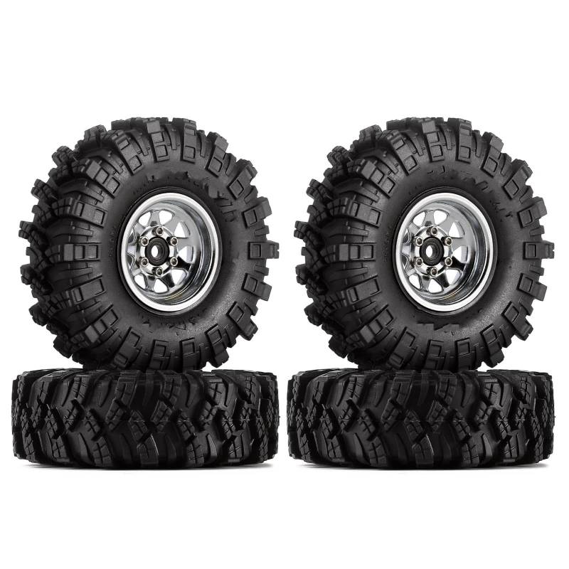JVRWSC RC Autoreifen Felge Kompatibel Mit Axial Für SCX24 Für Enduro24 1,0 Beadlock Rad Schlamm Reifen Set Deep Dish Negative Offset 3,78mm Für RC Crawler Auto(Color6) von JVRWSC
