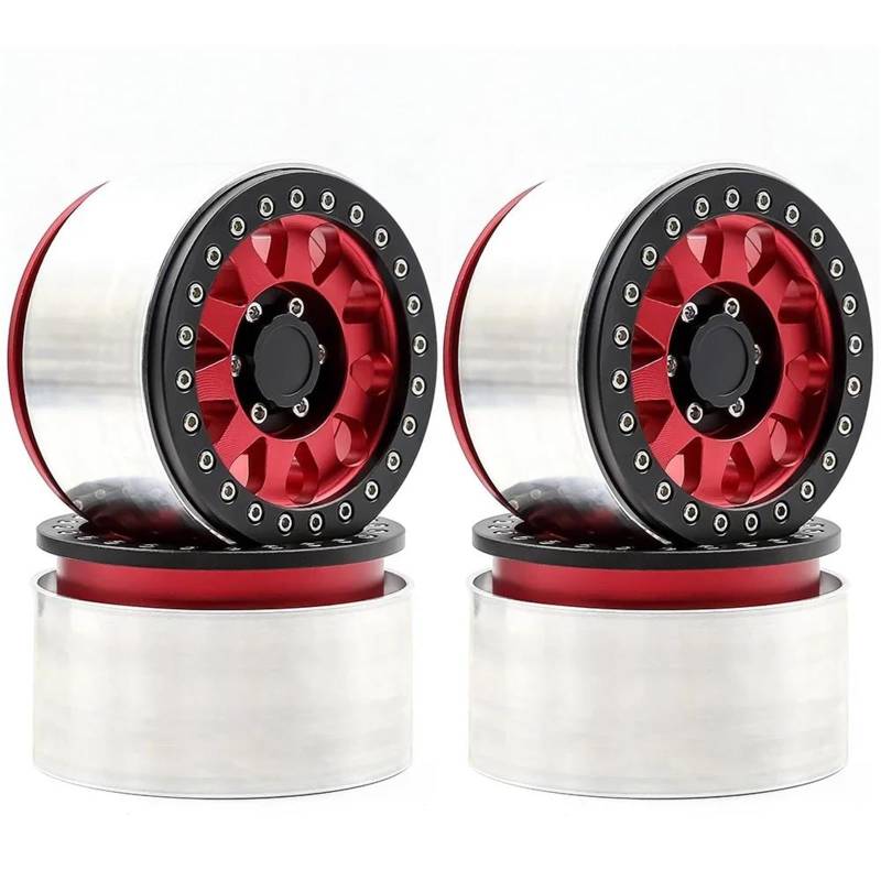 JVRWSC RC Autoreifen Felge Kompatibel Mit Axial Für SCX6 Aluminium 2,9" Beadlock Radnabe Felge Für 1/6 RC Crawler Auto RC Auto Upgrade Teile Ersatzteile(Red) von JVRWSC