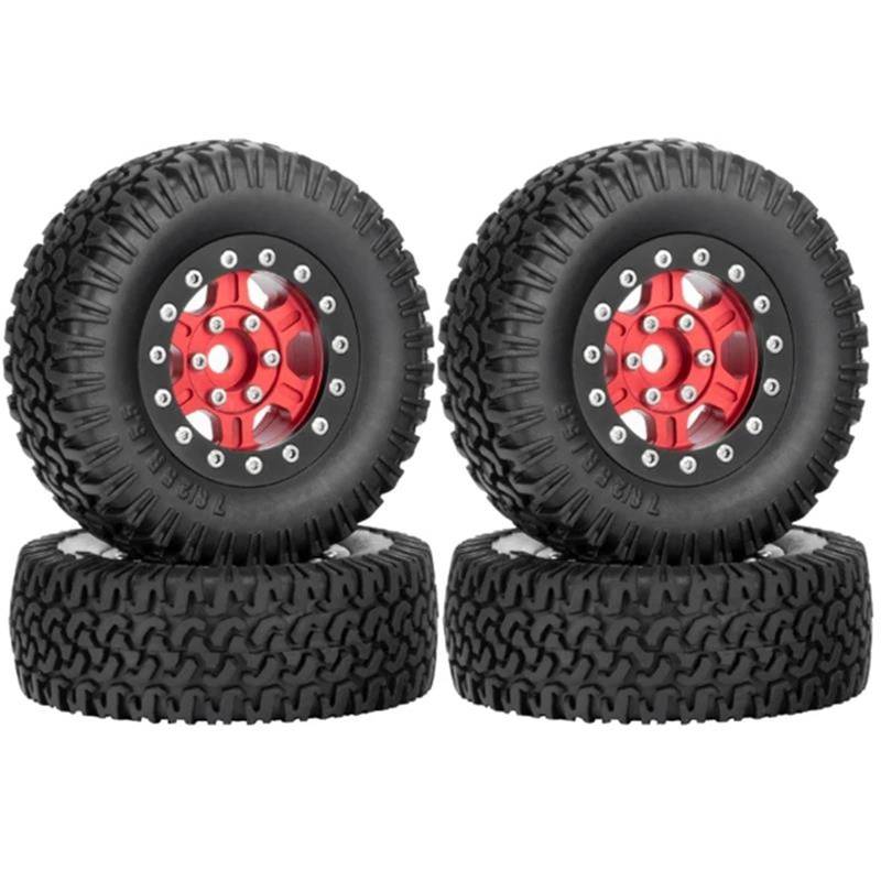 JVRWSC RC Autoreifen Felge Kompatibel Mit Axial Für Yeti Jr Für D90 4PCS 76mm 1,55 Metall Beadlock Felge Reifen Set Für 1/10 RC Auto Upgrade Teile(B) von JVRWSC
