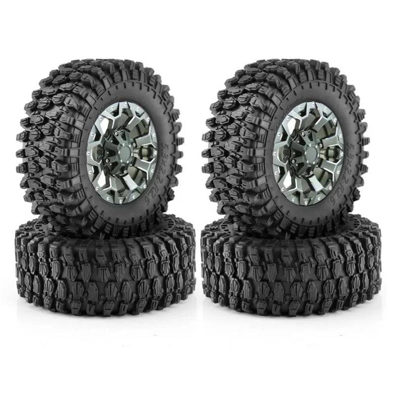 JVRWSC RC Autoreifen Felge Kompatibel Mit Axial SCX10 Für Wraith RR10 Für Capra 4 4 Stück 135 Mm 2,6 Zoll Metall-Beadlock-Felgen-Gummireifen-Set Für 1/8 1/10 RC Crawler(A) von JVRWSC
