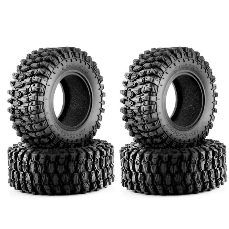 JVRWSC RC Autoreifen Felge Kompatibel Mit Axial SCX10 Für Wraith RR10 Für Capra 4 4 Stück 135 Mm 2,6 Zoll Metall-Beadlock-Felgen-Gummireifen-Set Für 1/8 1/10 RC Crawler(B) von JVRWSC