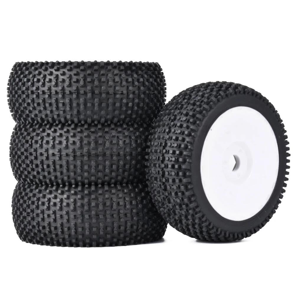 JVRWSC RC Autoreifen Felge Kompatibel Mit DHK Für Hobby 1:8 RC-Fernbedienung Off-Road-Modellauto-Buggy 4 Stück Gummireifen Räder 114 Mm X 43 Mm Adapter 17 Mm(Color2) von JVRWSC