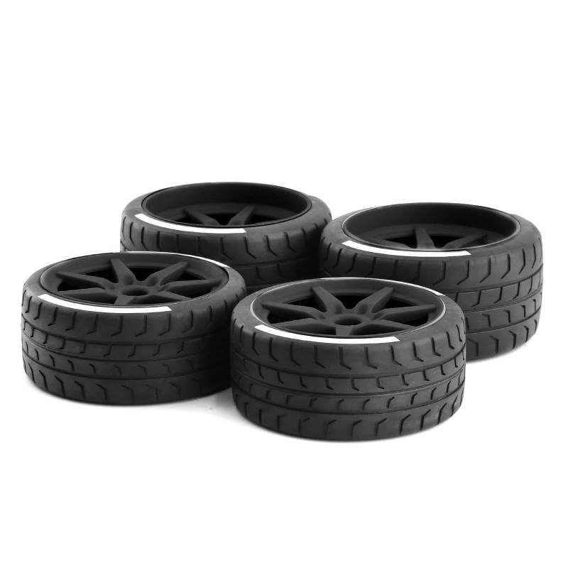 JVRWSC RC Autoreifen Felge Kompatibel Mit FSR Für Flying for God Für Mustang GT Reifen Für Racing Highway 4 Stück Reifen 17 Mm Radsechskant Für ARRMA1/7 RC Auto(Color3) von JVRWSC