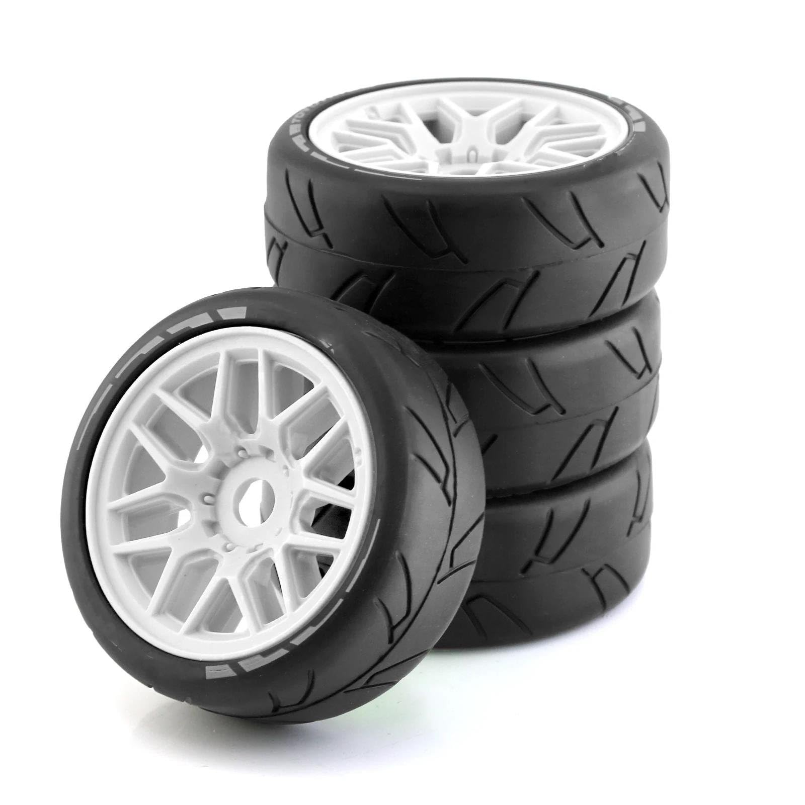 JVRWSC RC Autoreifen Felge Kompatibel Mit Feishen Für Ping Run GT Reifen Für Racing Highway 4 Stück Short Course Truck Reifen Reifen Rad 17 Mm Adapter Für 1/8 RC Autoreifen(Color2) von JVRWSC