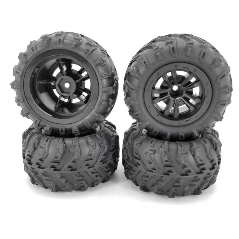 JVRWSC RC Autoreifen Felge Kompatibel Mit HBX 16889 Für WLtoys 124016/124017 Für Truggy Truck Mit 12 Mm Metall-Sechskant-Offroad-Rad, 4 Stück Gummi-Winterreifen von JVRWSC
