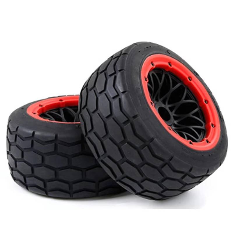JVRWSC RC Autoreifen Felge Kompatibel Mit HPI Für ROFUN Für BAHA Für KM Für ROVAN Für BAHA 5B 1/5 Rc Auto Für Racing Für Spielzeug Teile Reifen Vorne Hinterrad Reifen Set(Red) von JVRWSC
