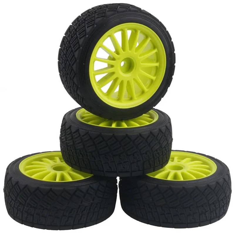 JVRWSC RC Autoreifen Felge Kompatibel Mit HPI Für WR8 Für Flux Für Rally 3.0 110697 94177 4 Stück 2,2 Zoll Radfelgen Nabe & 80 Mm Reifen Reifen RC-Autoteil RC-Auto 1/10(Yellow) von JVRWSC
