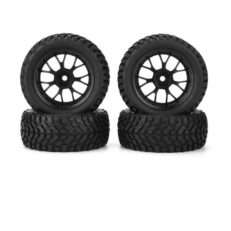 JVRWSC RC Autoreifen Felge Kompatibel Mit HSP Für HIMOTO Für HPI 4-teiliges Set 1:10 RC-Auto Gummireifen Geländewagen Pull-Auto Flaches Laufrad Reifenrad Straßenauto von JVRWSC