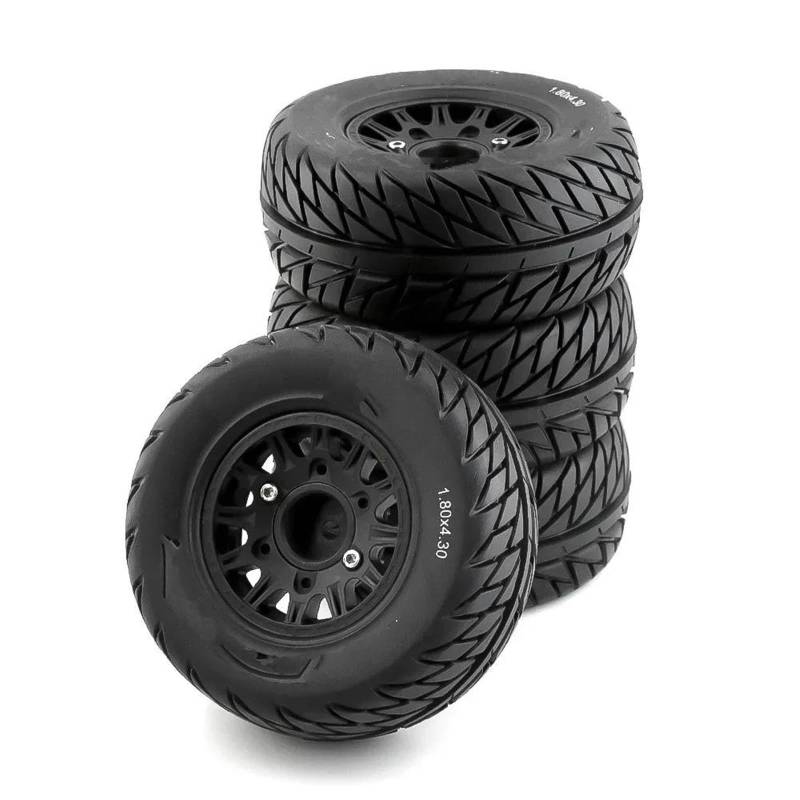 JVRWSC RC Autoreifen Felge Kompatibel Mit HSP Für Sonic 94102 Für Racing Für Tamiya TT02 4 Stück RC-Modellauto-Gummireifen Und Rad Für 1/8 1/10 RC On Road Car(Black,B) von JVRWSC