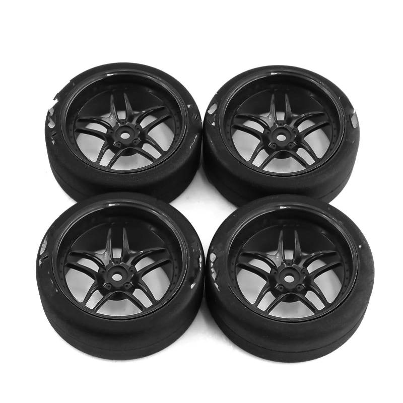 JVRWSC RC Autoreifen Felge Kompatibel Mit HSP Für Wltoys 144001 124018 124019 4 Stück Unbegrenzte Drift-Auto-Fernbedienung Pull Rally Reifen Und Radnabe Für 1/10 RC-Auto(Color5) von JVRWSC