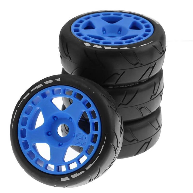 JVRWSC RC Autoreifen Felge Kompatibel Mit HSP Für ZD Für Racing Für HPI 1 Satz 105 Mm Gummireifen-Kunststoffrad Mit 17 Mm Adapter Für 1/8 On Road Rally RV RC-Auto(Color1) von JVRWSC