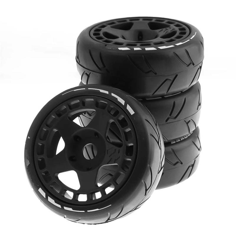 JVRWSC RC Autoreifen Felge Kompatibel Mit HSP Für ZD Für Racing Für HPI 1 Satz 105 Mm Gummireifen-Kunststoffrad Mit 17 Mm Adapter Für 1/8 On Road Rally RV RC-Auto(Color2) von JVRWSC