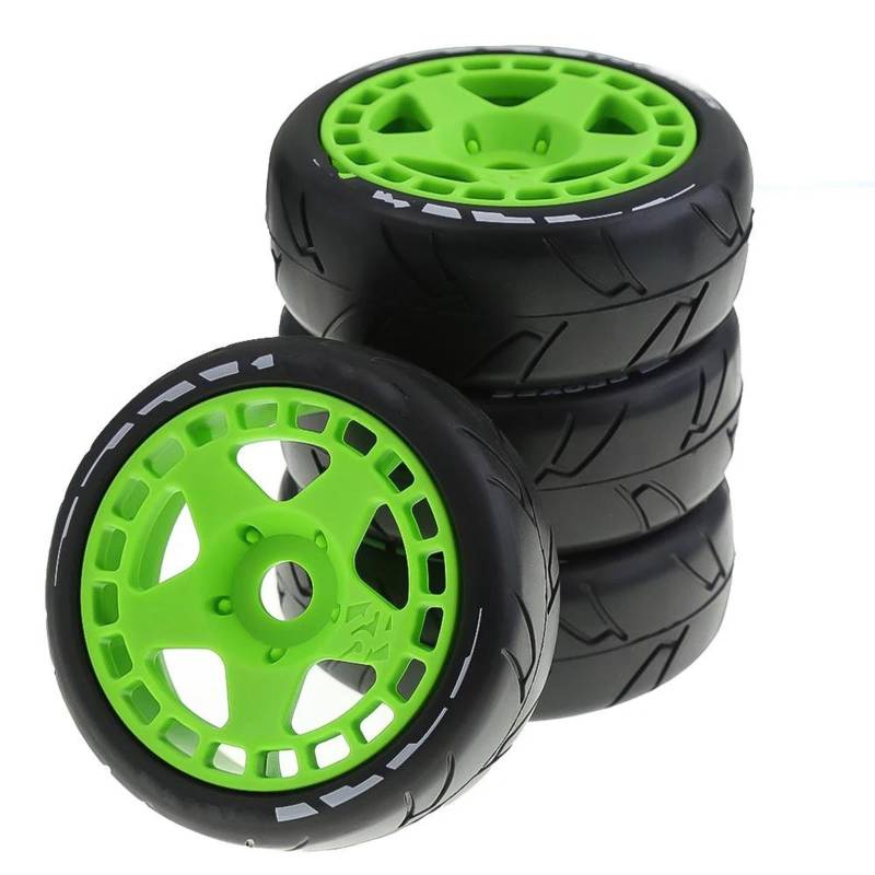 JVRWSC RC Autoreifen Felge Kompatibel Mit HSP Für ZD Für Racing Für HPI 1 Satz 105 Mm Gummireifen-Kunststoffrad Mit 17 Mm Adapter Für 1/8 On Road Rally RV RC-Auto(Color3) von JVRWSC