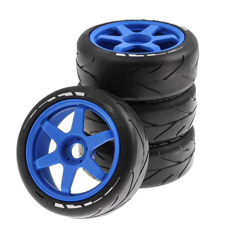 JVRWSC RC Autoreifen Felge Kompatibel Mit HSP Für ZD Für Racing Für HPI 4 Stück 105 Mm Gummireifen-Kunststoffrad Mit 17 Mm Adapter Für 1/8 On Road Rally RV RC-Auto(Color2) von JVRWSC