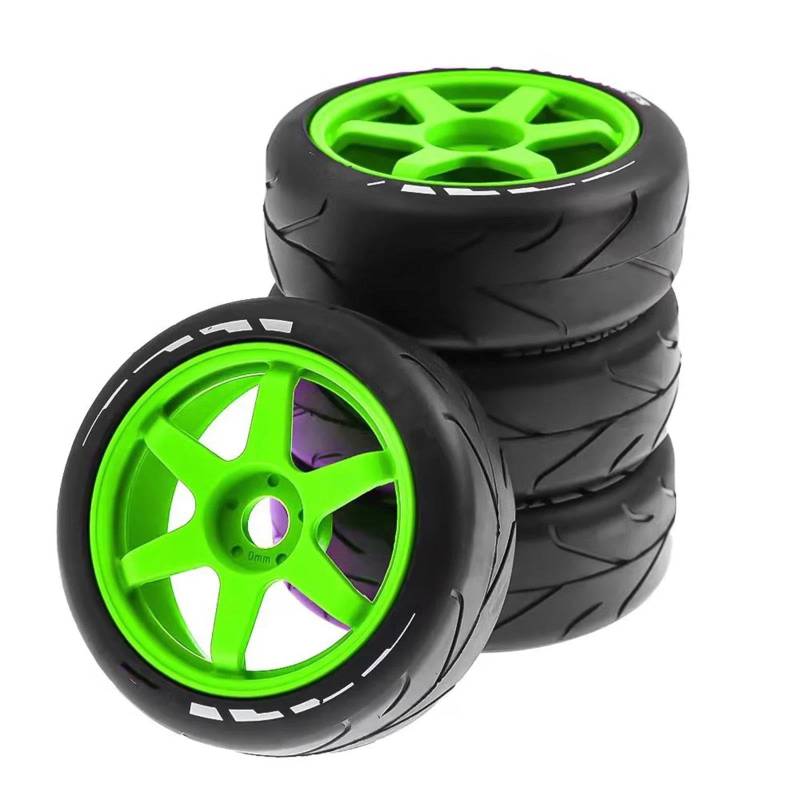 JVRWSC RC Autoreifen Felge Kompatibel Mit HSP Für ZD Für Racing Für HPI 4 Stück 105 Mm Gummireifen-Kunststoffrad Mit 17 Mm Adapter Für 1/8 On Road Rally RV RC-Auto(Color3) von JVRWSC