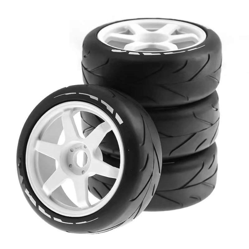 JVRWSC RC Autoreifen Felge Kompatibel Mit HSP Für ZD Für Racing Für HPI 4 Stück 105 Mm Gummireifen-Kunststoffrad Mit 17 Mm Adapter Für 1/8 On Road Rally RV RC-Auto(Color4) von JVRWSC