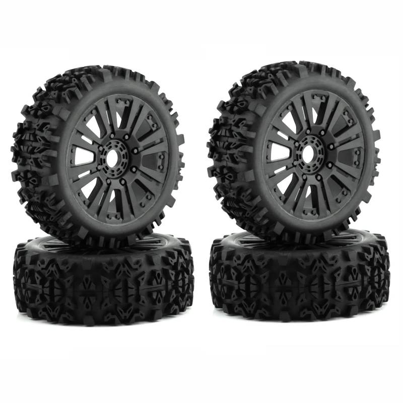 JVRWSC RC Autoreifen Felge Kompatibel Mit HSP RC 4 Stück 1/8 RC Buggy Reifensteg Kruste Kleiner Stift 17 Mm Mutter Mittelweich Lang Verstärkte Nabe High-Grip-Reifen von JVRWSC