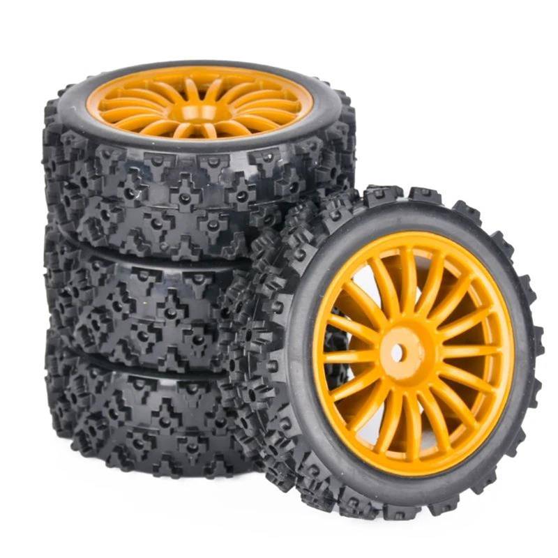 JVRWSC RC Autoreifen Felge Kompatibel Mit LC Für PTG-2 1/10 RC Fernbedienung Offroad-Rallye-Modellauto Für Den Rennsport 4 Stück Gummireifen Räder 72 X 26 Mm 12 Mm Adapter(Color1) von JVRWSC