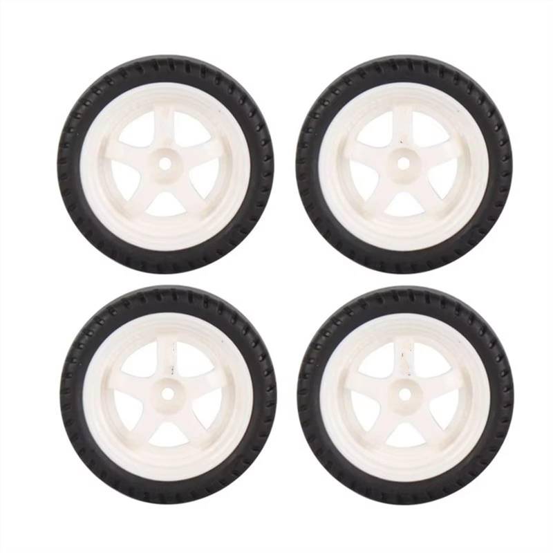 JVRWSC RC Autoreifen Felge Kompatibel Mit LDRC AE86 A86 A86P LD1801 1/18 RC Auto Upgrade Teile Zubehör Ersatz 4 Stück 33 Mm RC Drift Reifen Rad Hartreifen(White) von JVRWSC