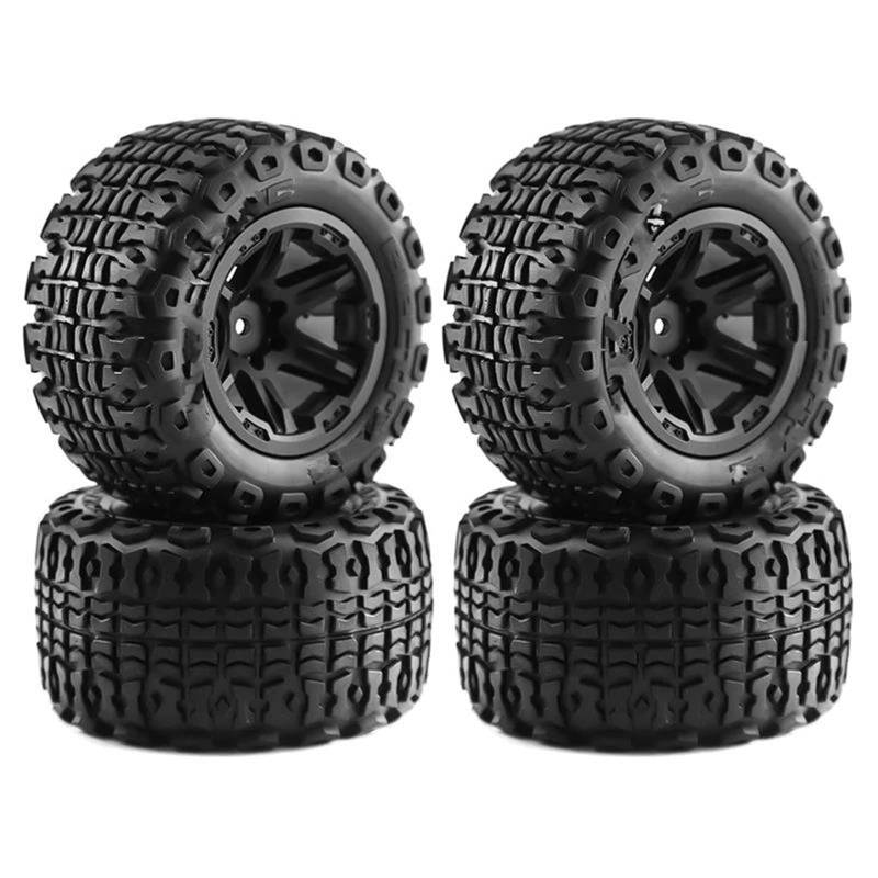 JVRWSC RC Autoreifen Felge Kompatibel Mit MJX Für Hyper Go H16 16207 16208 16209 16210 4 Stück 104 Mm Durchmesser Gummirad Reifen Mit 12 Mm Sechskant Für 1/16(Color2) von JVRWSC