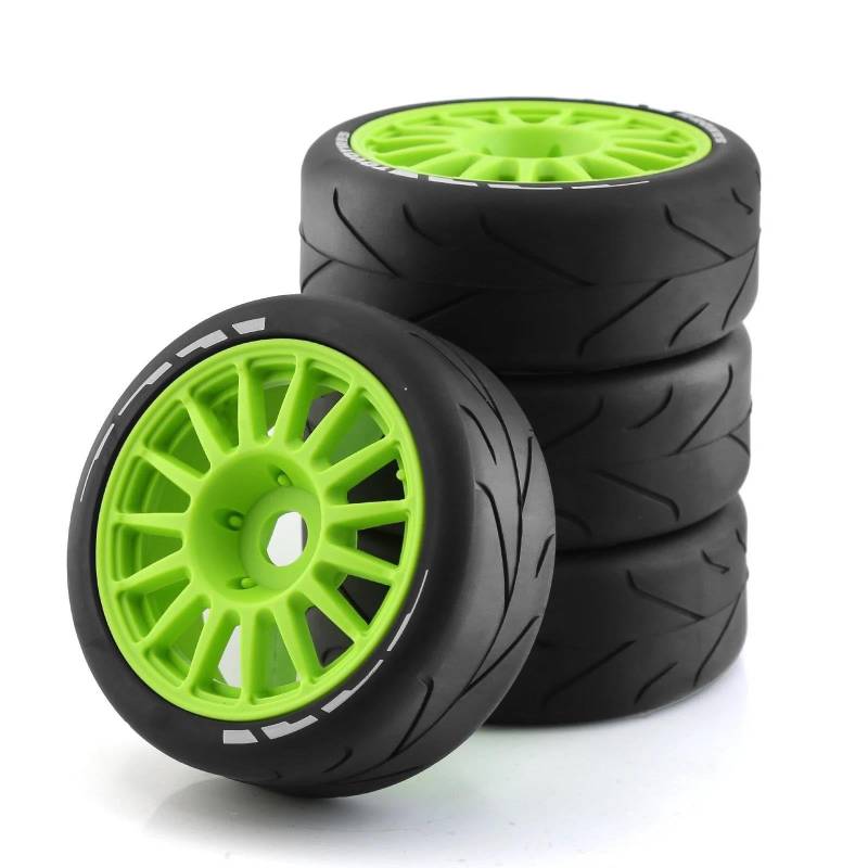 JVRWSC RC Autoreifen Felge Kompatibel Mit Pull Für WRC Feishen Ping Run GT Reifen Für Racing Highway 4 Stück Verschleißfester Reifen 17 Mm Adapter 1/8 RC Car Upgrade-Teile(Color1) von JVRWSC