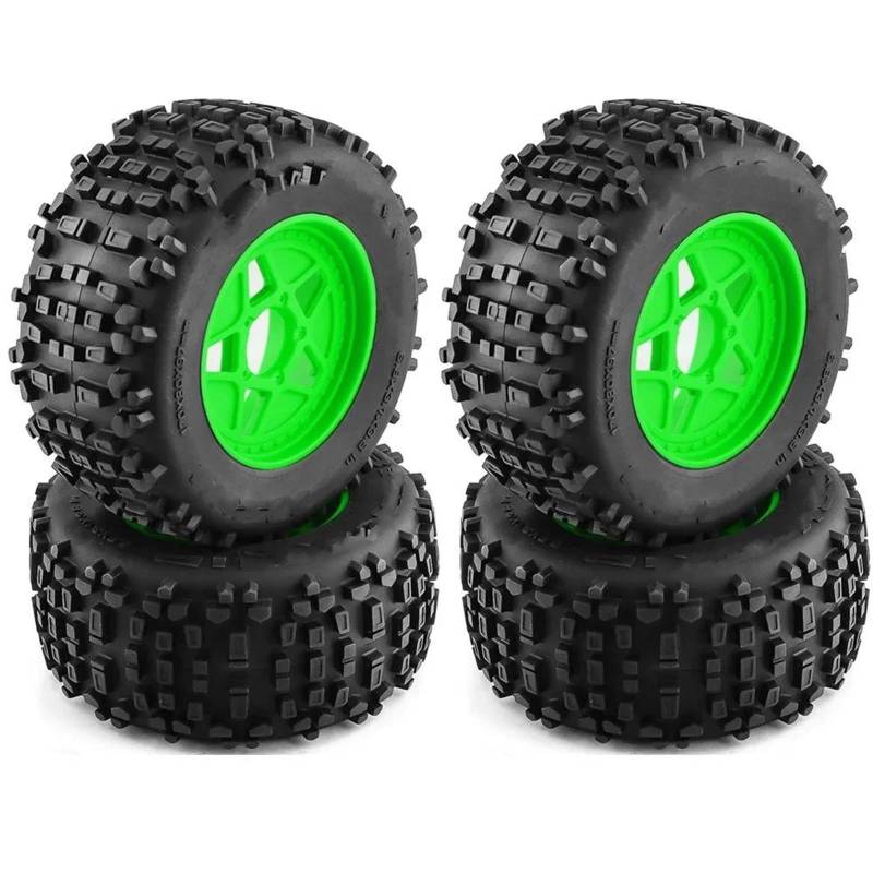 JVRWSC RC Autoreifen Felge Kompatibel Mit Slash Für ARRMA Für SENTON Für HSP Für HPI RC Car 173 Mm 1/8 1/10 Short Course Truck Reifen Mit 12 Mm 14 Mm 17 Mm Radsechskant(Green,A) von JVRWSC