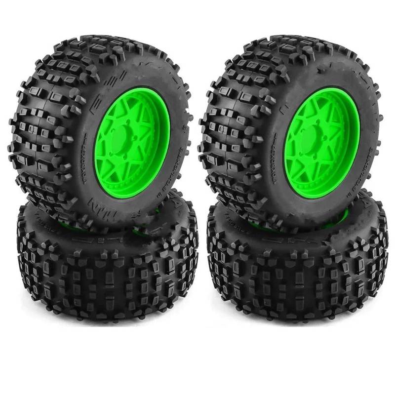 JVRWSC RC Autoreifen Felge Kompatibel Mit Slash Für ARRMA Für SENTON Für HSP Für HPI RC Car 173 Mm 1/8 1/10 Short Course Truck Reifen Mit 12 Mm 14 Mm 17 Mm Radsechskant(Green,B) von JVRWSC