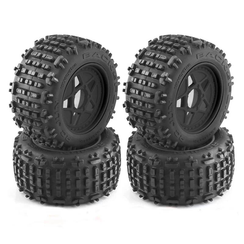 JVRWSC RC Autoreifen Felge Kompatibel Mit TRAXXAS Für Sledge Für E-Revo Für ARRMA RC Car 4 Stück 152 Mm 1/8 1/10 Für Monster Truck Reifen Mit 12 Mm 14 Mm 17 Mm Radsechskant(Black) von JVRWSC