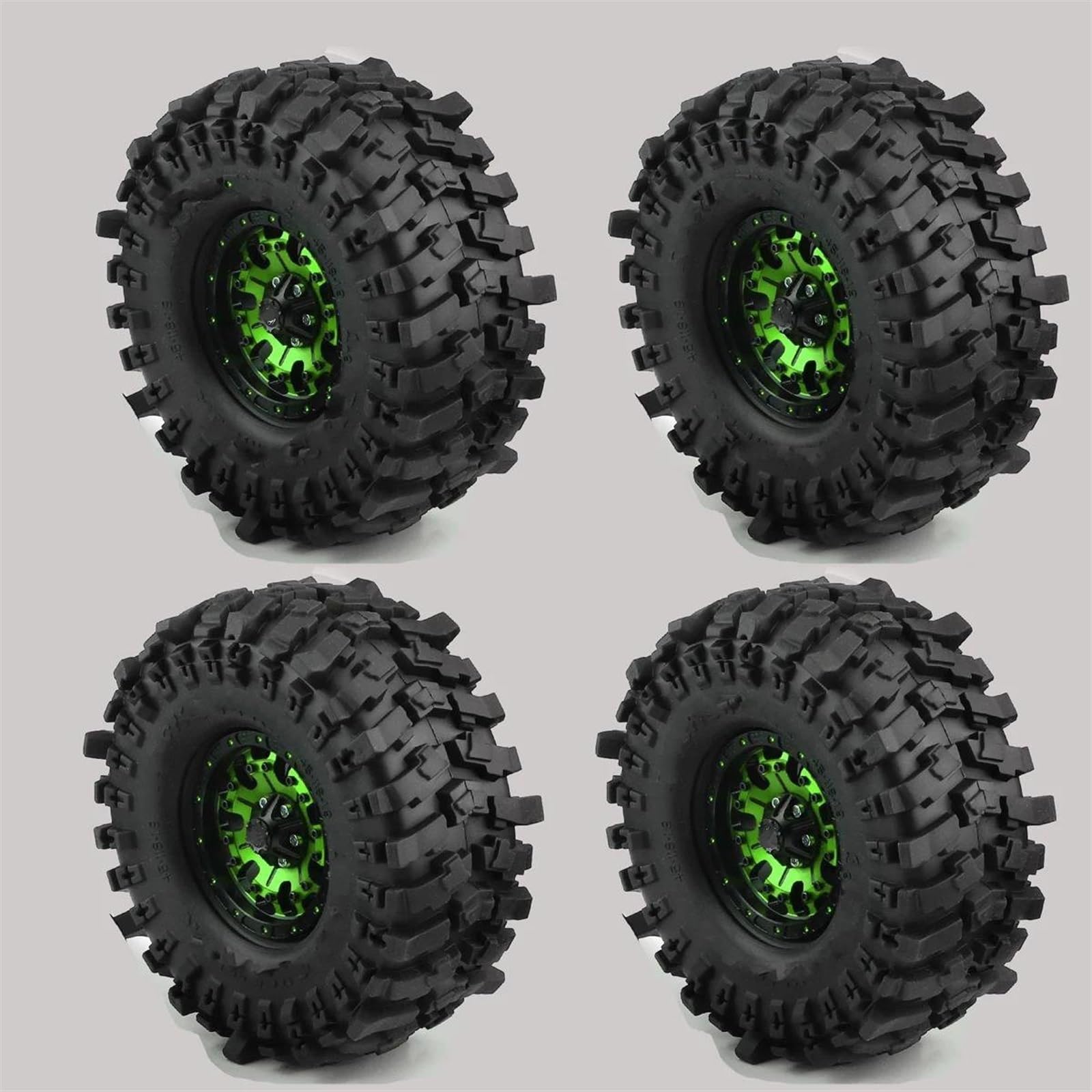 JVRWSC RC Autoreifen Felge Kompatibel Mit TRX4 Für Axial SCX10 90046 Redcat Gen8 Rbx10 4PCS 110 * 38 Mm 1,9" Felgen Reifen Set Für 1:10 RC Rock Crawler Auto(Color1,B) von JVRWSC