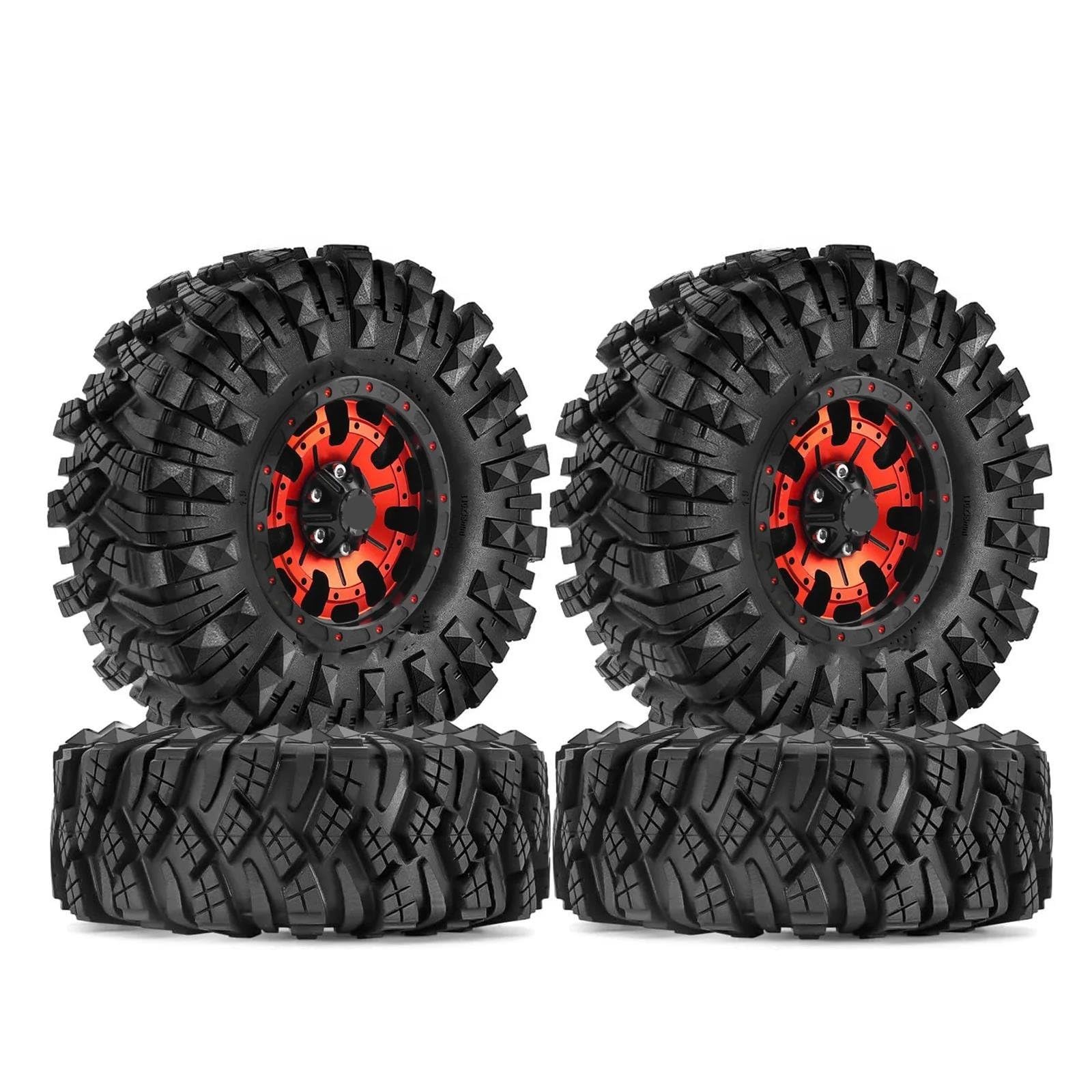 JVRWSC RC Autoreifen Felge Kompatibel Mit TRX4 Für Axial SCX10 90046 Redcat Gen8 Rbx10 4PCS 110 * 38 Mm 1,9" Felgen Reifen Set Für 1:10 RC Rock Crawler Auto(Color1,B) von JVRWSC