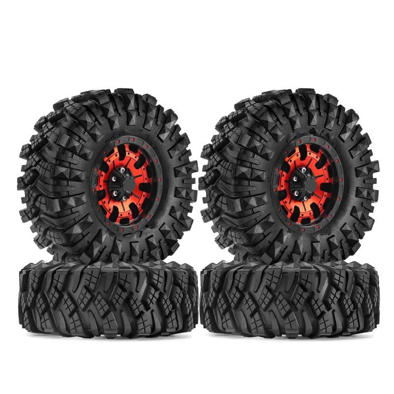 JVRWSC RC Autoreifen Felge Kompatibel Mit TRX4 Für Axial SCX10 90046 Redcat Gen8 Rbx10 4PCS 110 * 38 Mm 1,9" Felgen Reifen Set Für 1:10 RC Rock Crawler Auto(Color1,B) von JVRWSC