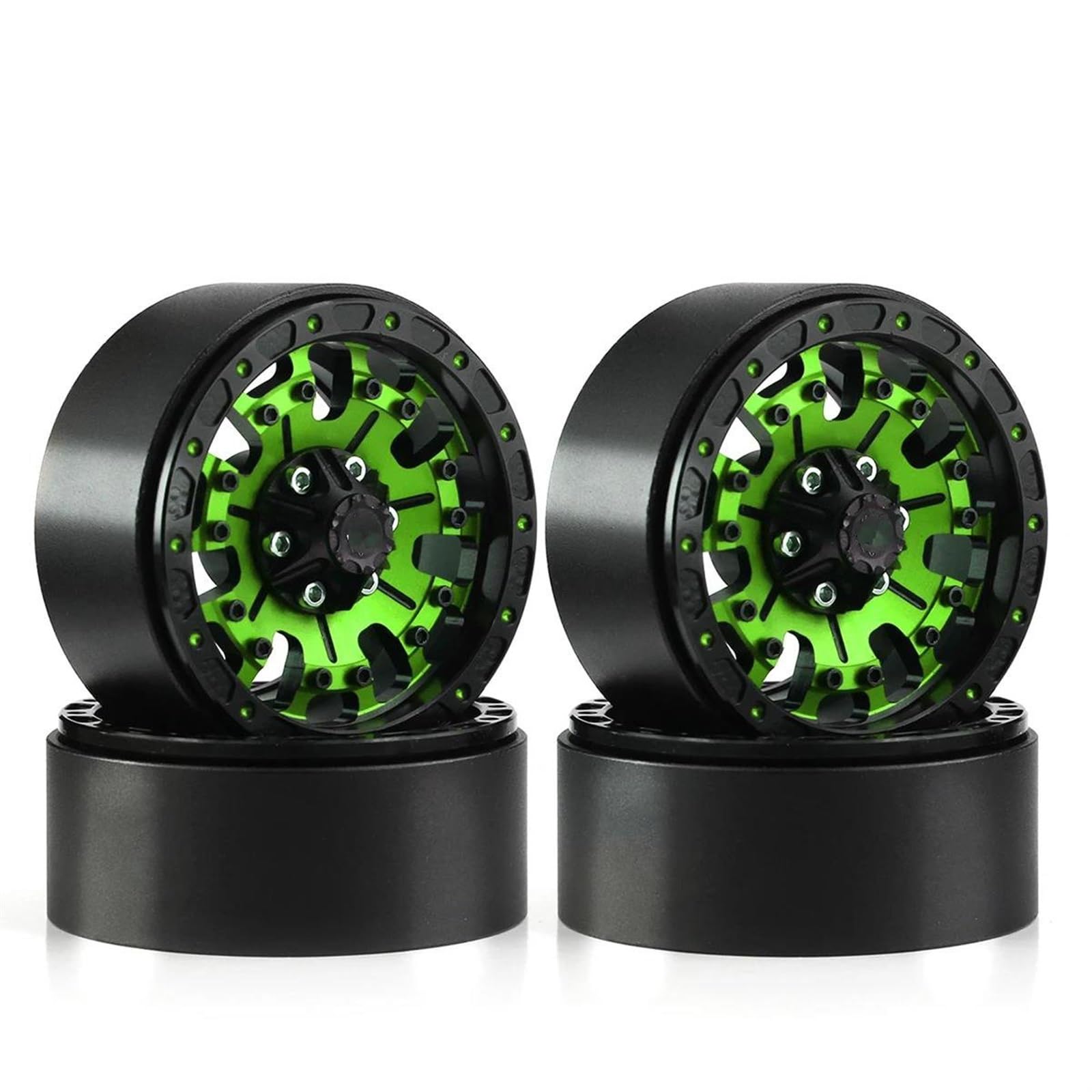 JVRWSC RC Autoreifen Felge Kompatibel Mit TRX4 Für Axial SCX10 Und SCX10 II RBx10 4-teiliges 1,9 Beadlock-Radfelgen-Gummireifen-Set Für 1/10 RC Crawler Buggy-Gummireifen(Color1) von JVRWSC