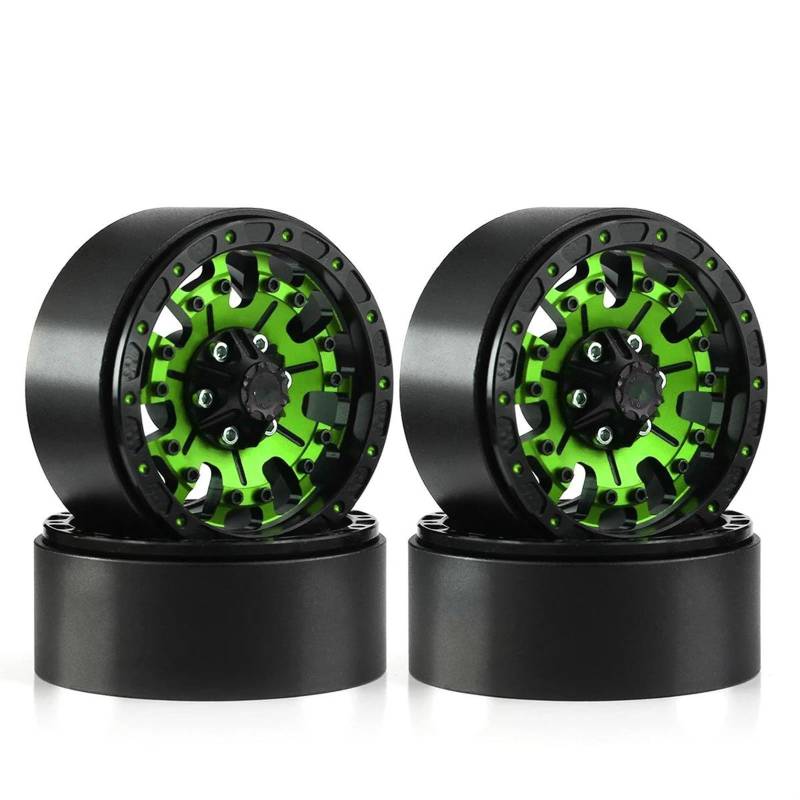 JVRWSC RC Autoreifen Felge Kompatibel Mit TRX4 Für Axial SCX10 Und SCX10 II RBx10 4-teiliges 1,9 Beadlock-Radfelgen-Gummireifen-Set Für 1/10 RC Crawler Buggy-Gummireifen(Color1) von JVRWSC