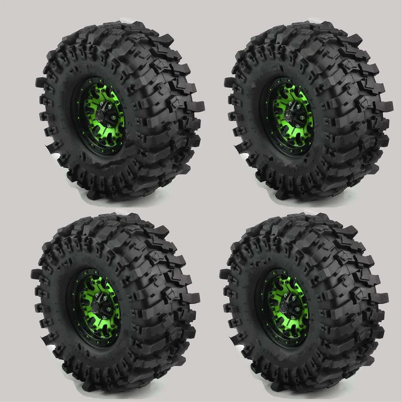 JVRWSC RC Autoreifen Felge Kompatibel Mit TRX4 Für Axial SCX10 Und SCX10 II RBx10 4-teiliges 1,9 Beadlock-Radfelgen-Gummireifen-Set Für 1/10 RC Crawler Buggy-Gummireifen(Color3) von JVRWSC