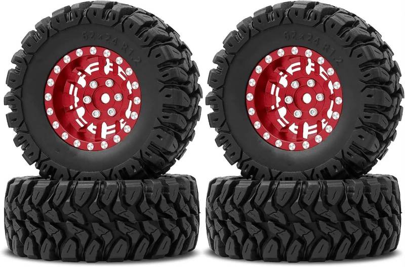 JVRWSC RC Autoreifen Felge Kompatibel Mit TRX4M Für SCX24 FCX24 AX24 1/24 1/18 RC Crawler Car 1,2 Zoll Beadlock-Räder 7 Mm Negativ-Offset-Felgen RC-Reifen(Color4) von JVRWSC