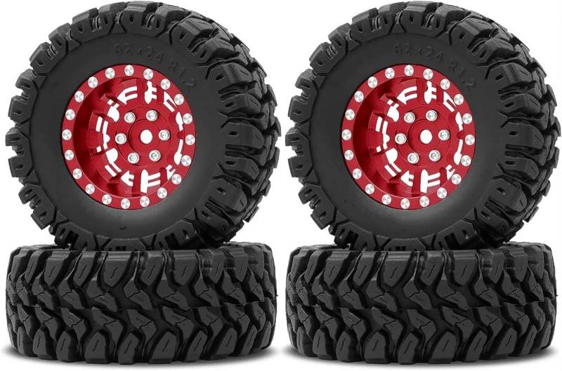 JVRWSC RC Autoreifen Felge Kompatibel Mit TRX4M Für SCX24 Für FCX24 Für AX24 1/24 1/18 RC Crawler Car 1,2 Zoll Beadlock-Räder 7 Mm Negativ-Offset-Felgen Reifen(Color2) von JVRWSC