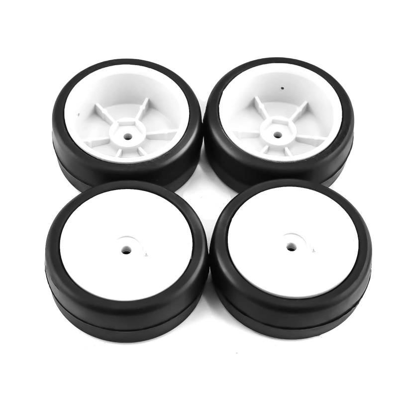 JVRWSC RC Autoreifen Felge Kompatibel Mit Tamiya Für TT01 TT02 XV01 PTG-2 RC Autoteile 4 Stücke High Grip Hot Melt Reifen Rad 65 * 26mm Reifen Für 1/10 RC Für Rennwagen(Orange) von JVRWSC