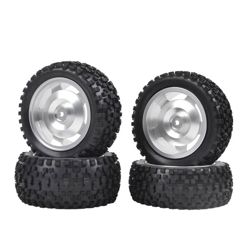 JVRWSC RC Autoreifen Felge Kompatibel Mit Tamiya Für Top Für Force Für EVO. DF-03 TD4 Für Avante DT-03 4WD 1:10 RC Buggy Vorne Und Hinten Tellerräder Mit Gummi-Buggy-Reifen von JVRWSC