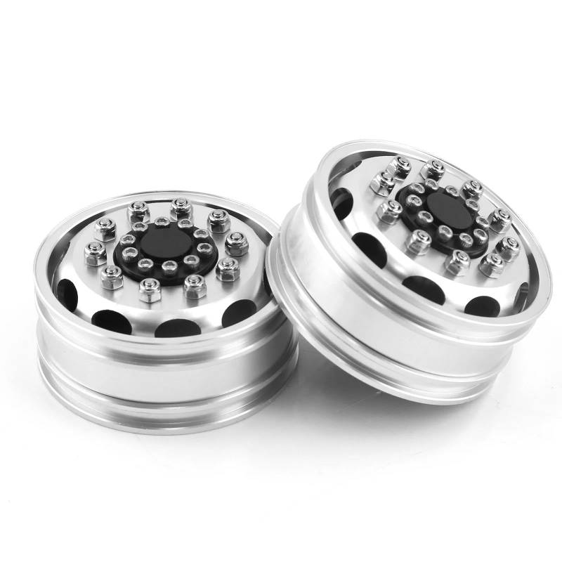 JVRWSC RC Autoreifen Felge Kompatibel Mit Tamiya RC Auto-Anhänger-Traktor-LKW-Auto-Upgrade-Teilen, Metallrad, CNC-Vorder- Und Hinterradnabe Für 1/14(Front Wheel Rim) von JVRWSC