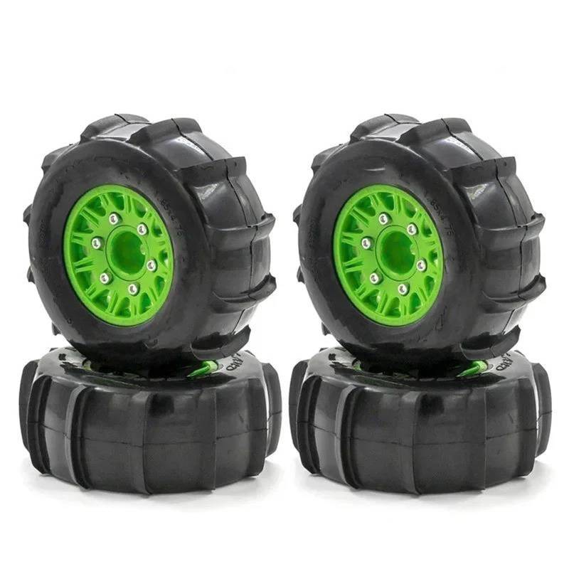 JVRWSC RC Autoreifen Felge Kompatibel Mit Trax Für Slash Für Huanqi 727 E-revo 116 Mm Reifen Rc Automodell Short Card General Sand Tires Upgrade Reifenadapter 12/14/17 Mm(Green) von JVRWSC