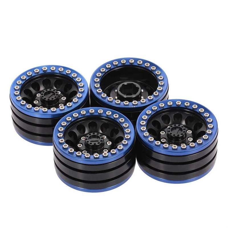 JVRWSC RC Autoreifen Felge Kompatibel Mit Traxxas Für HSP Für Redcat Für Tamiya Für Axial D90 RC Rock Crawler Teile 4 Stück 1,9 Zoll RC Auto Radnabe Felge Metall(Color1) von JVRWSC