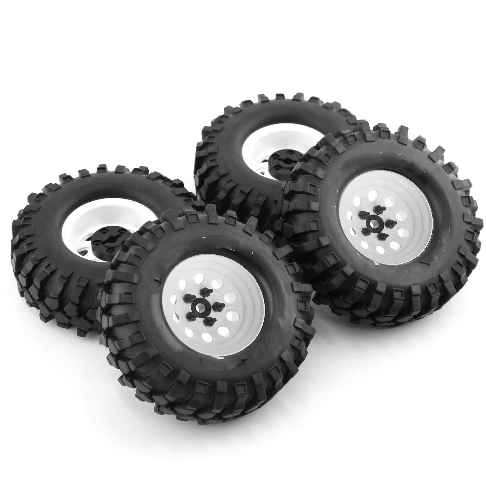 JVRWSC RC Autoreifen Felge Kompatibel Mit Traxxas Für TRX4 Für Axial SCX10 90046 90047 MST 1/10 RC Crawler Auto 1,9" Gummireifen Beadlock Wheels Felgen RC Autoreifen(Color2,110mm) von JVRWSC