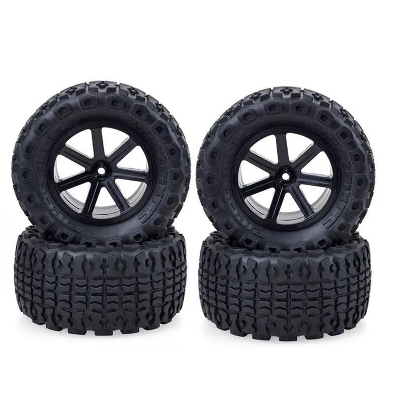 JVRWSC RC Autoreifen Felge Kompatibel Mit Trxs Fernbedienung Truggy 4PCS 110mm RC Short Course Desert Truck Felgenreifensatz 12mm Nabensechskant Für 1/10 RC Autoreifen(Black) von JVRWSC