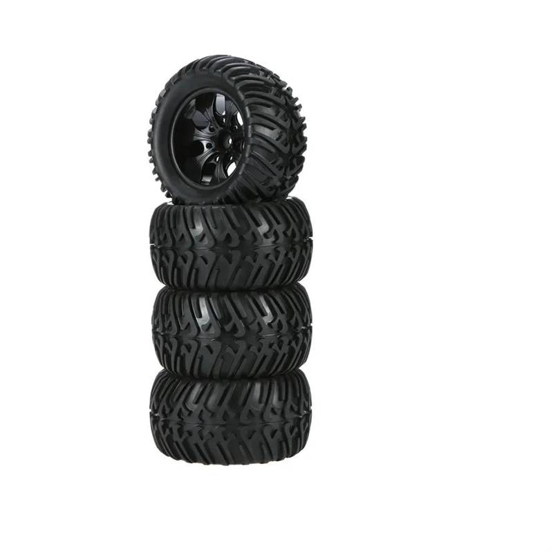 JVRWSC RC Autoreifen Felge Kompatibel Mit Trxs Für Himoto Für HSP Für HPI 4 Stück 125 Mm Gummi 1/10 RC Autoreifen Und Felgen 12 Mm Sechskant 4 Mm Sicherungsmuttern RC Autoreifen von JVRWSC
