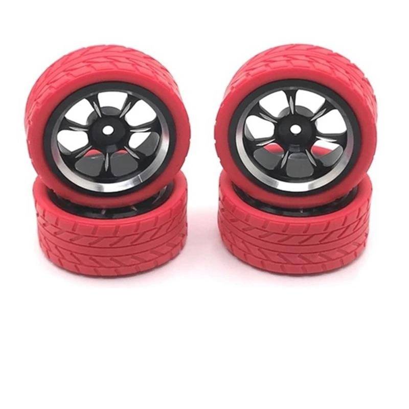 JVRWSC RC Autoreifen Felge Kompatibel Mit WPL Für C14 C24 MN D90 MN98 MN99S MN-90 65 Mm Metallfelge Reifen Mit 12 Mm Adapter RC-Auto-Upgrade-Teile(Red) von JVRWSC
