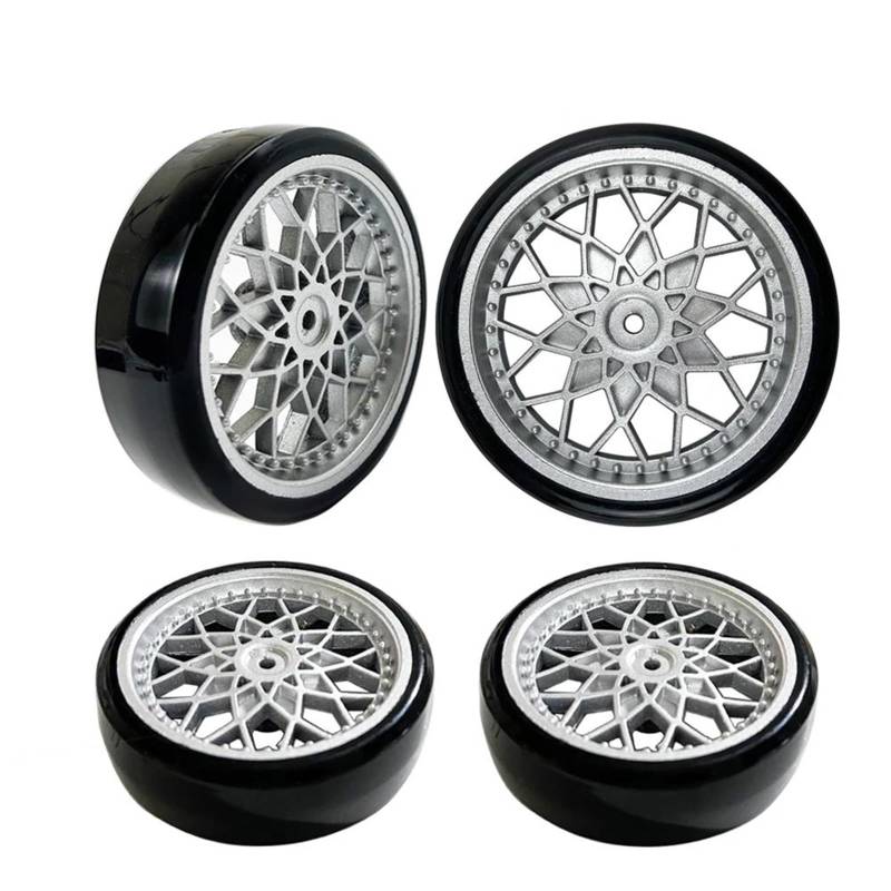 JVRWSC RC Autoreifen Felge Kompatibel Mit WPL Für D12-Reifen, 4 Stück, Upgrade-Radfelge, Radnaben, Gummireifen, RC-Car-Ersatzteile, Ersatzzubehör(White) von JVRWSC