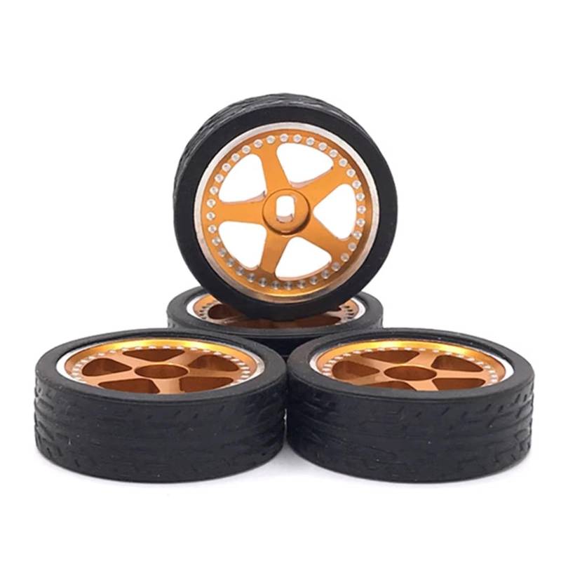 JVRWSC RC Autoreifen Felge Kompatibel Mit Wltoys 284131 K969 K989 K999 P929 Für Mini-Z 1/28 RC Auto Upgrades Teile 4 Stück 26 Mm Metallfelge Gummireifen Reifensatz von JVRWSC